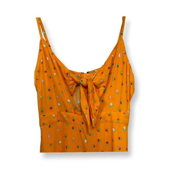 BP Sundress Above Knee Length Zip Closure Spaghetti Strap Floral Orange XXS NWOT - Picture 3 of 10